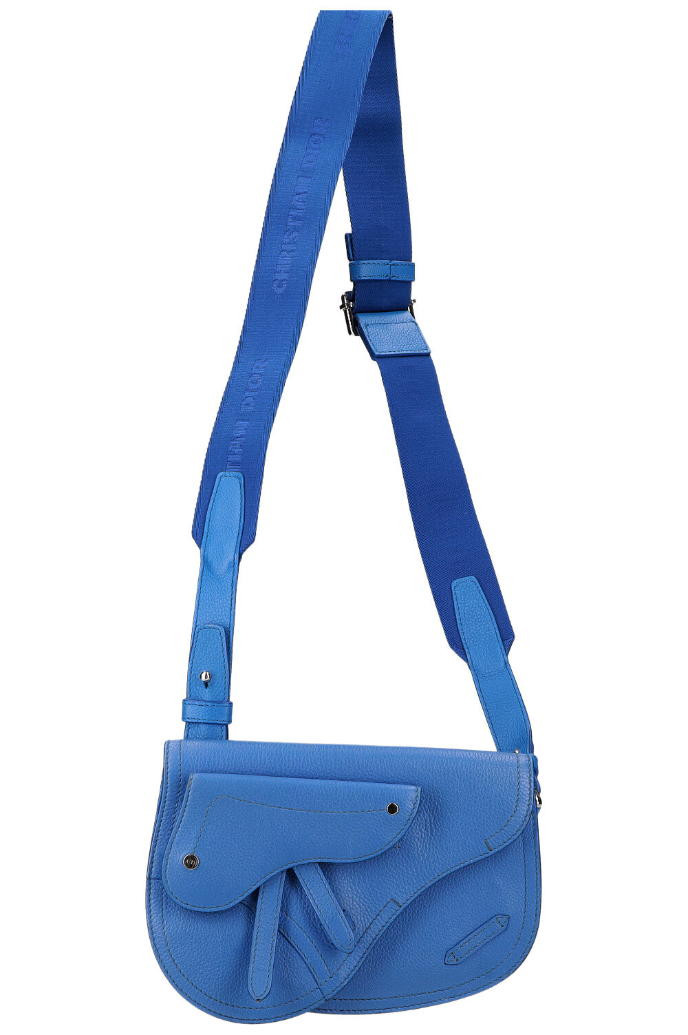 Dior Crossbody Bag Saddle Messenger Pouch Leather Blue