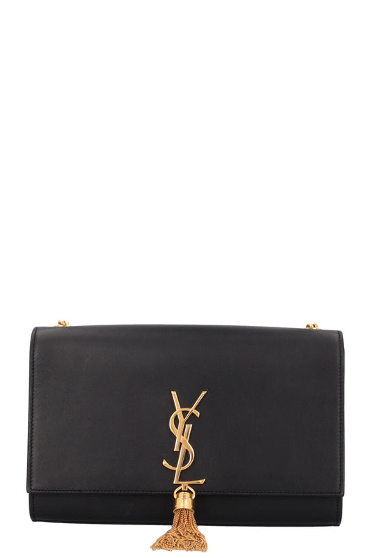 YSL Saint Laurent Crossbody Bag Kate Tassel Leather Black Gold