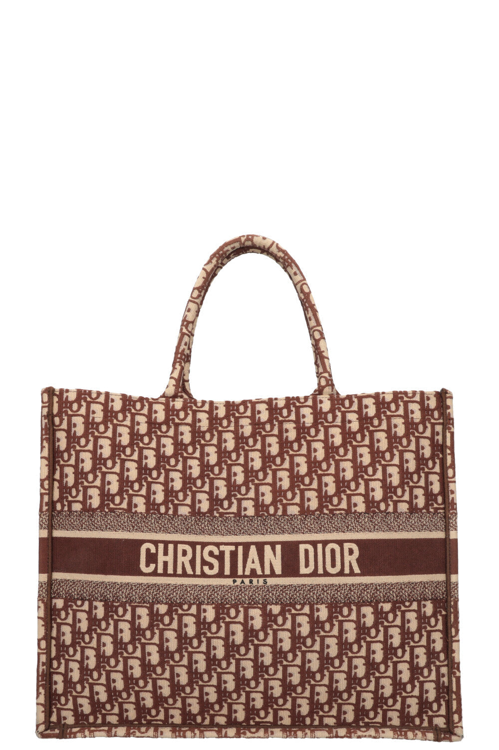 Dior Tote Bag Book Tote Oblique Brown Medium