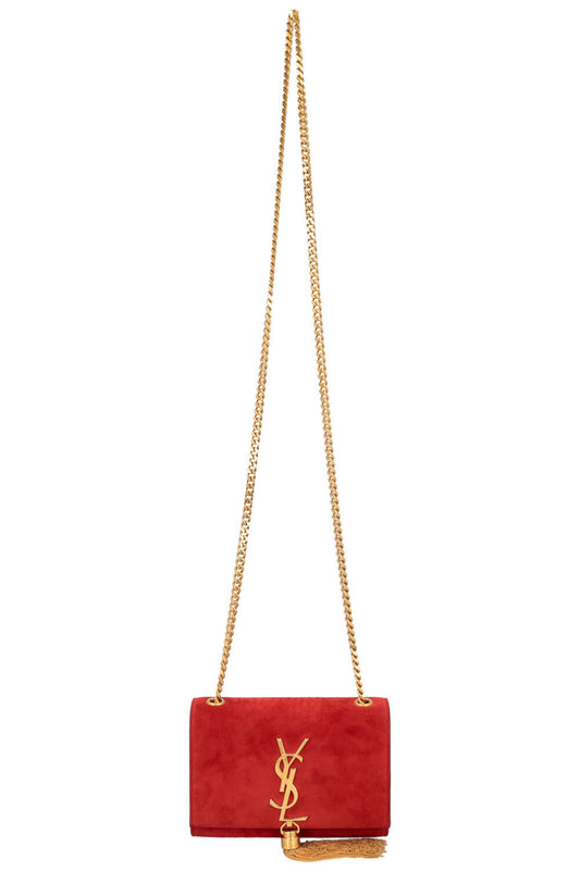 YSL Saint Laurent Crossbody Bag Old Kate Suede Red Small