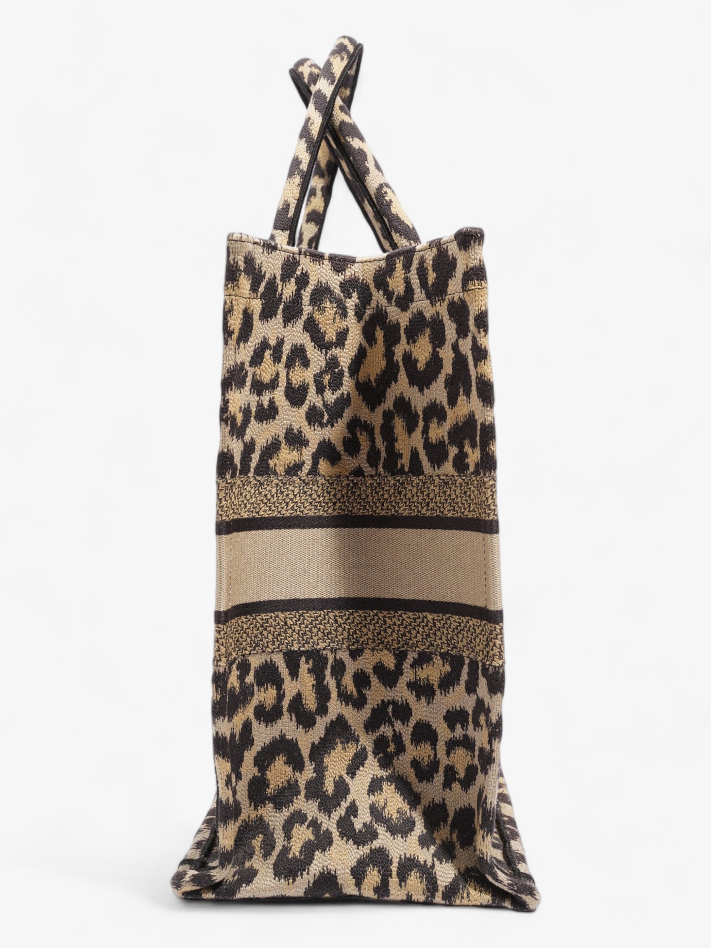 Dior Christian Book Tote Leopard Print Canvas Large Tote Bag