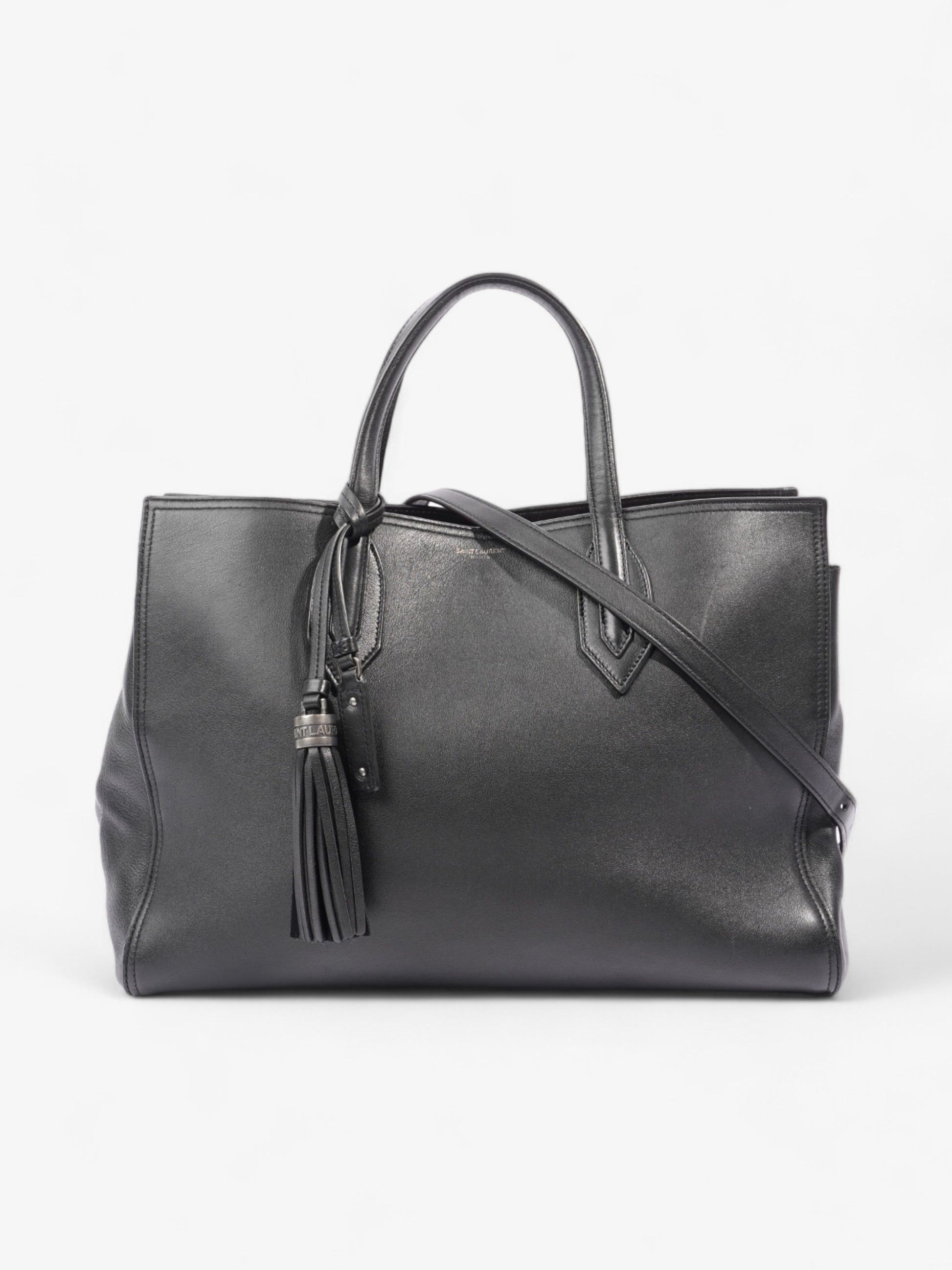 YSL Saint Laurent Amber Tote Leather Black Medium Shoulder Bag