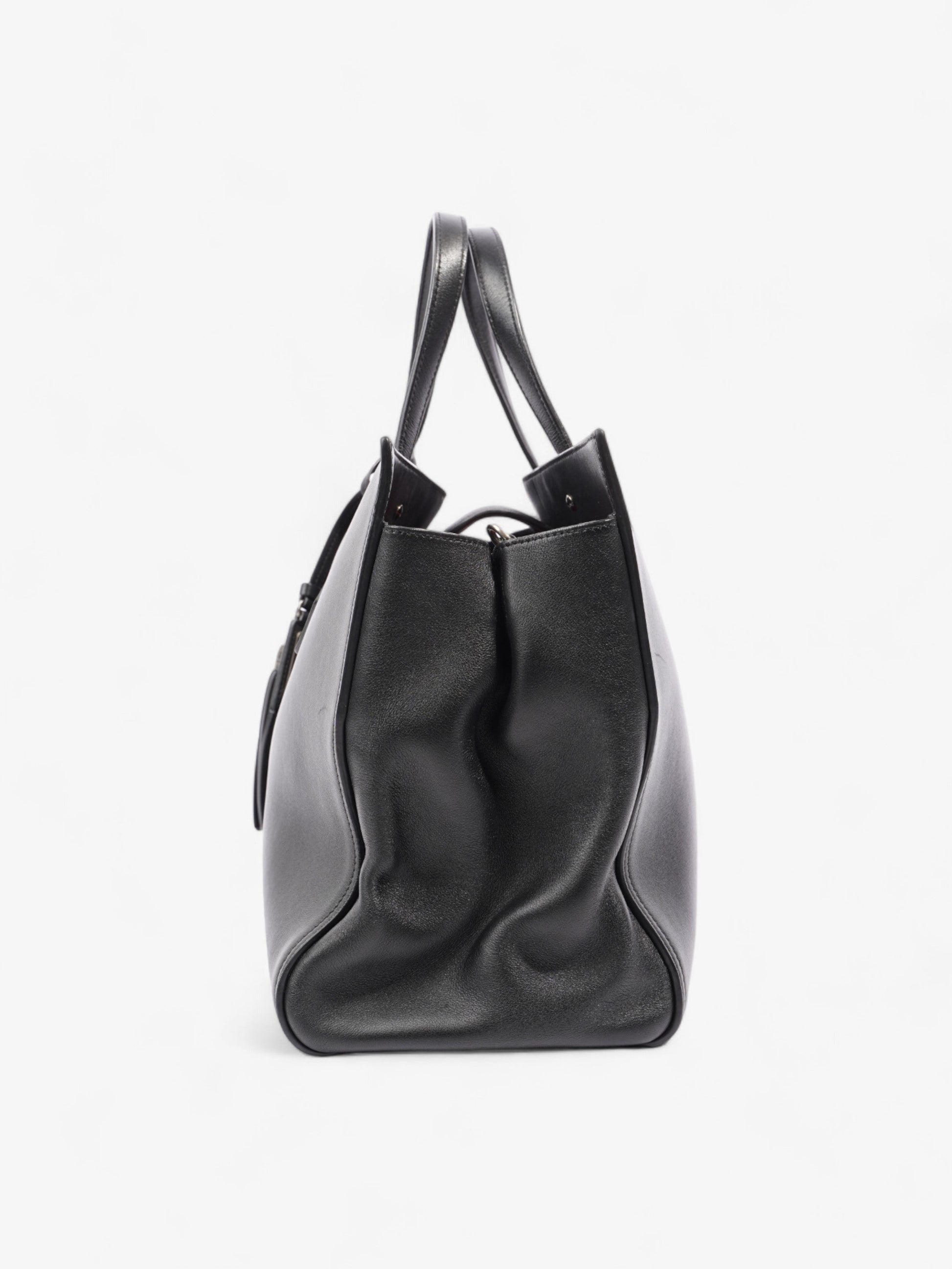 YSL Saint Laurent Amber Tote Leather Black Medium Shoulder Bag