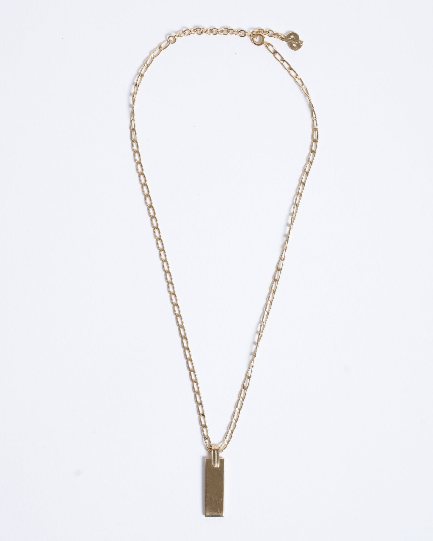 Dior Handbag Christian Plated Rectangular Pendant Made In Germany Gold Jewelry