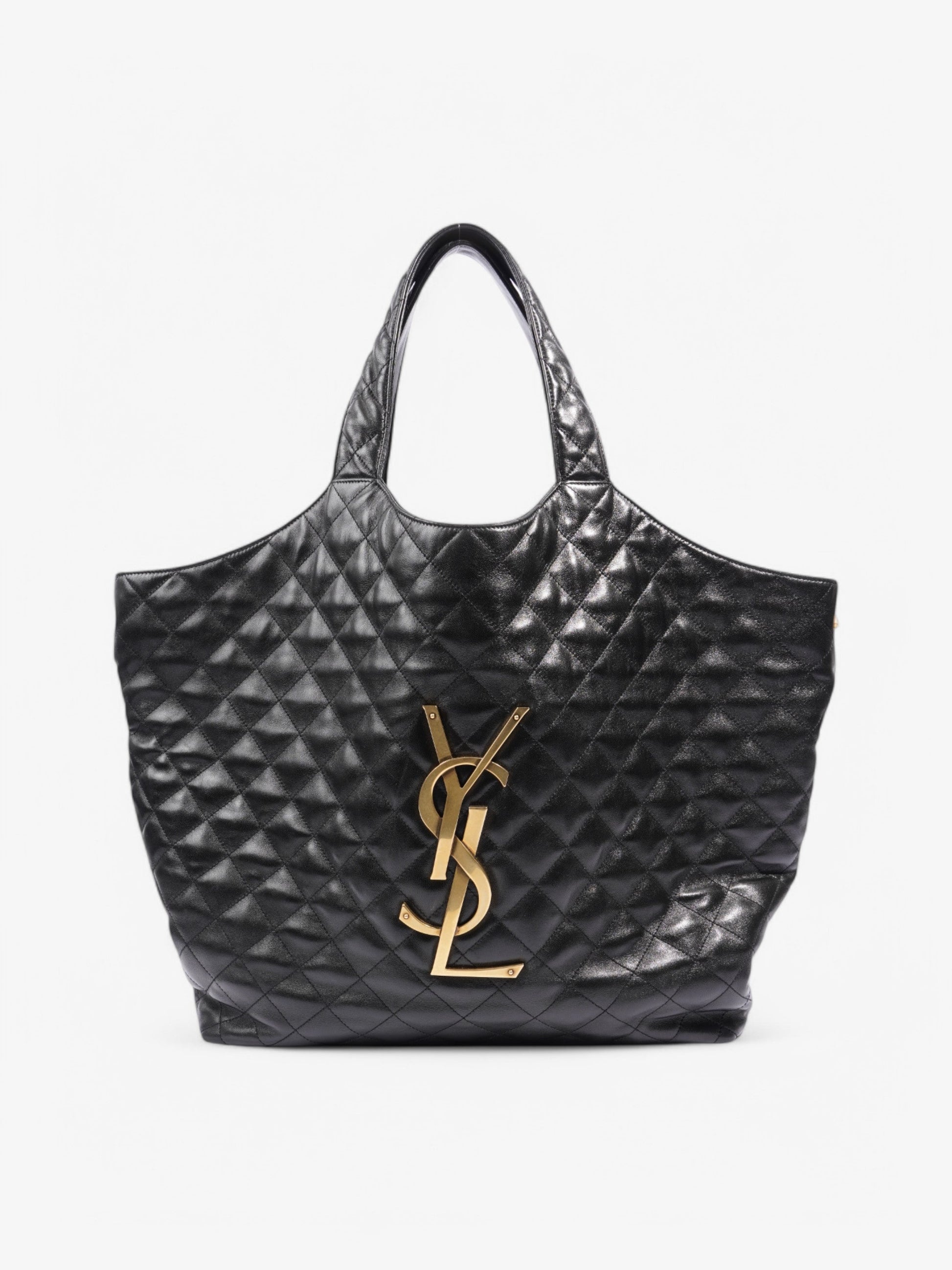 YSL Saint Laurent Icare Shopping Bag Leather Lambskin Black Tote Bag