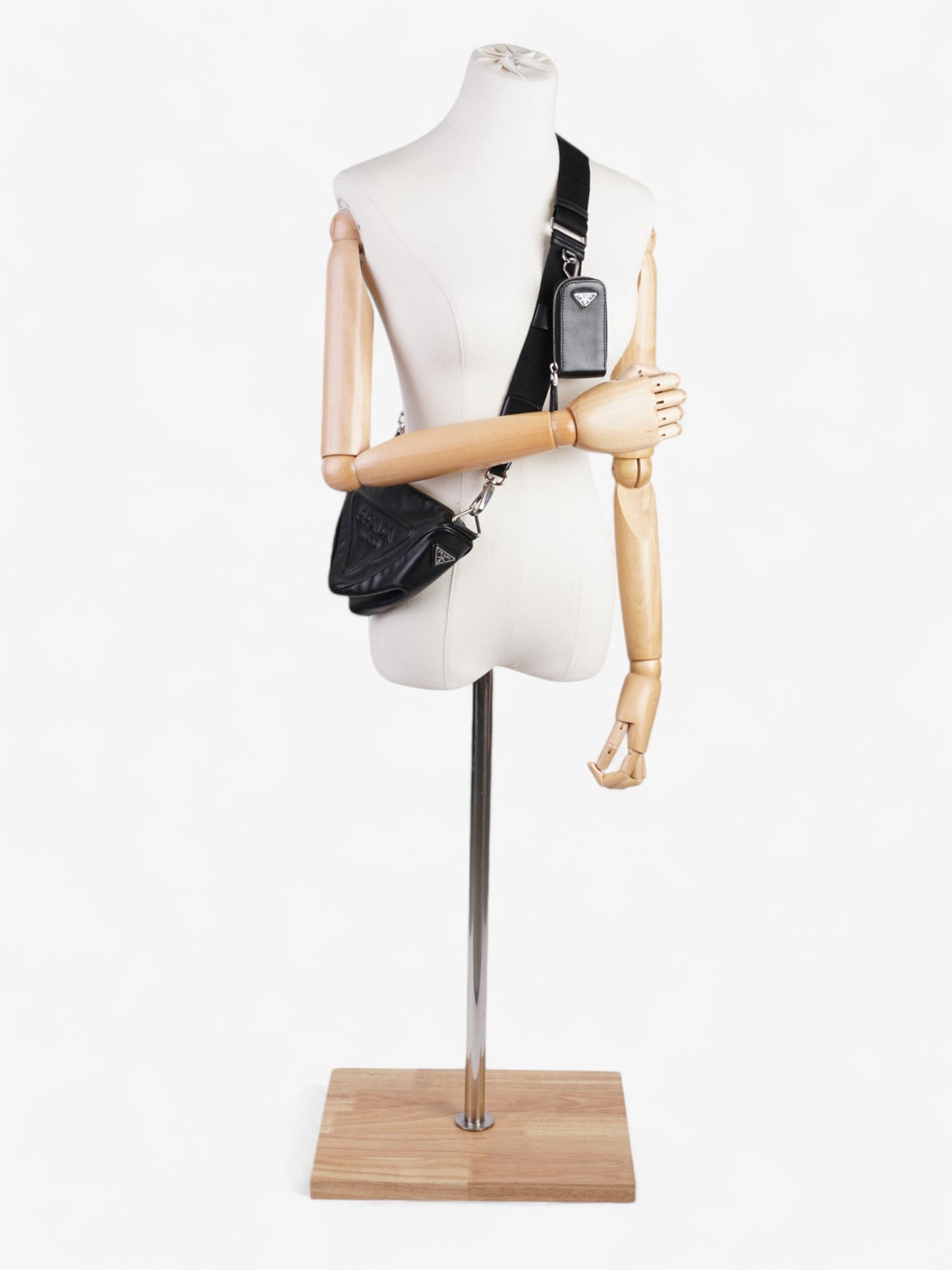 Prada Triangle Crossbody Bag Leather Black Small