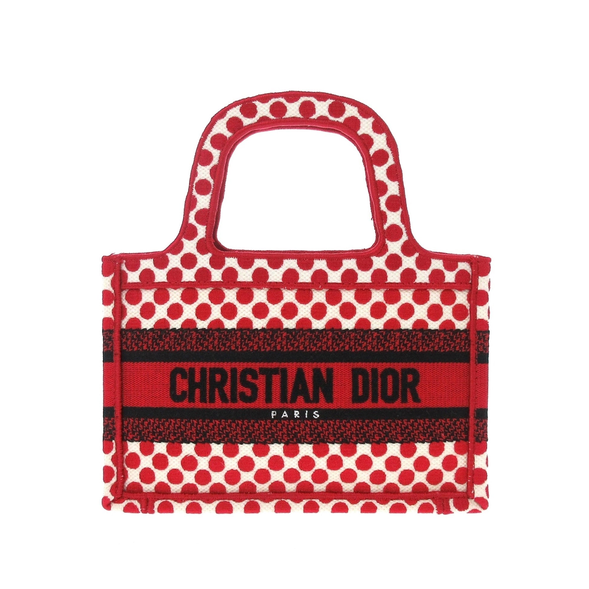 Dior Handbag Amour Dots Book Tote 2 Canvas Red Mini Tote Bag