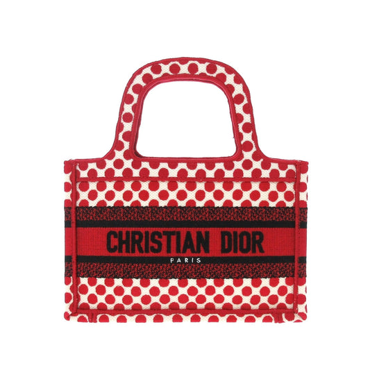 Dior Handbag Amour Dots Book Tote 2 Canvas Red Mini Tote Bag