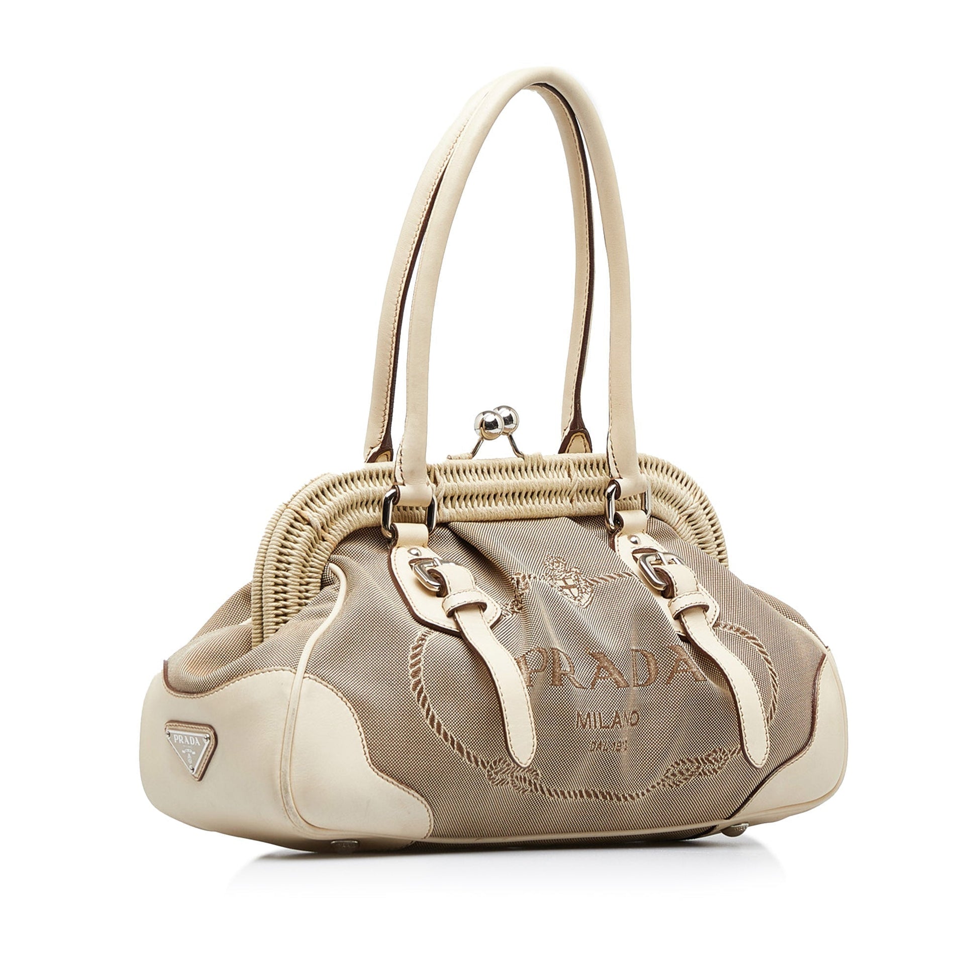 Prada Canapa Frame Handbag Logo Travel Bag
