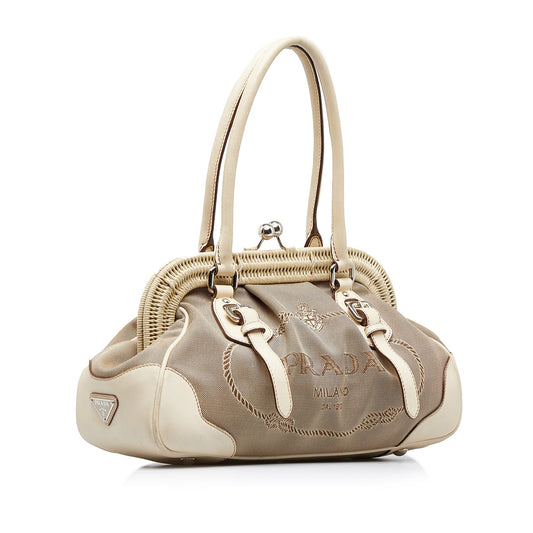 Prada Canapa Frame Handbag Logo Travel Bag