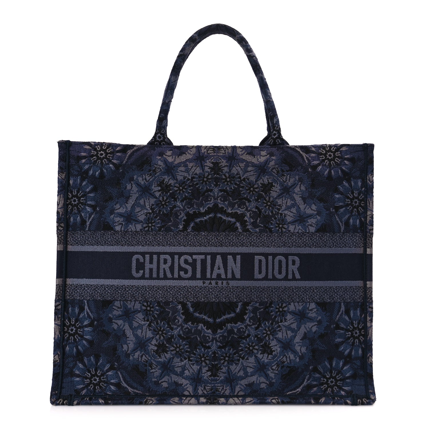 Dior Handbag Christian Kaleioscopic Book Tote Canvas Blue Large Tote Bag