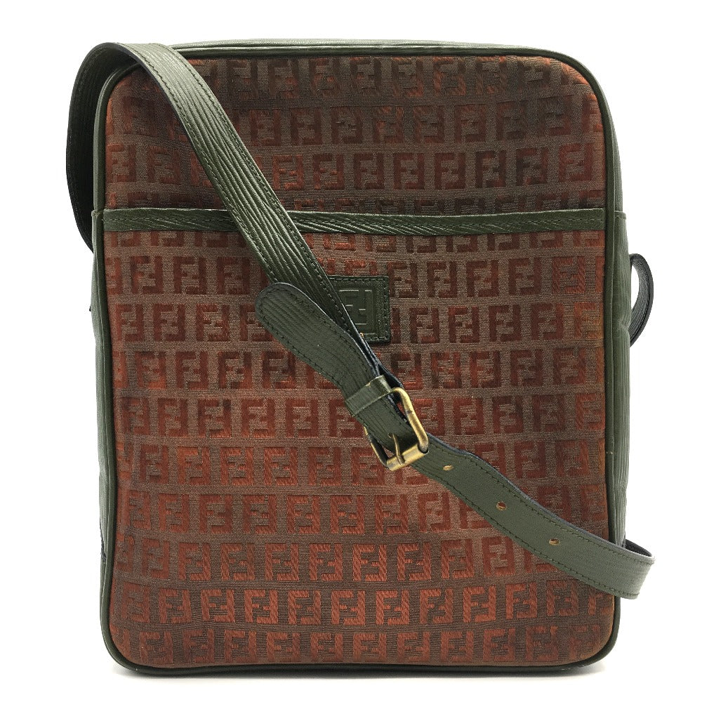 Fendi Shoulder Bag Pvc Khaki Type Zucchino Zuccapattern Logopattern Leather Brown