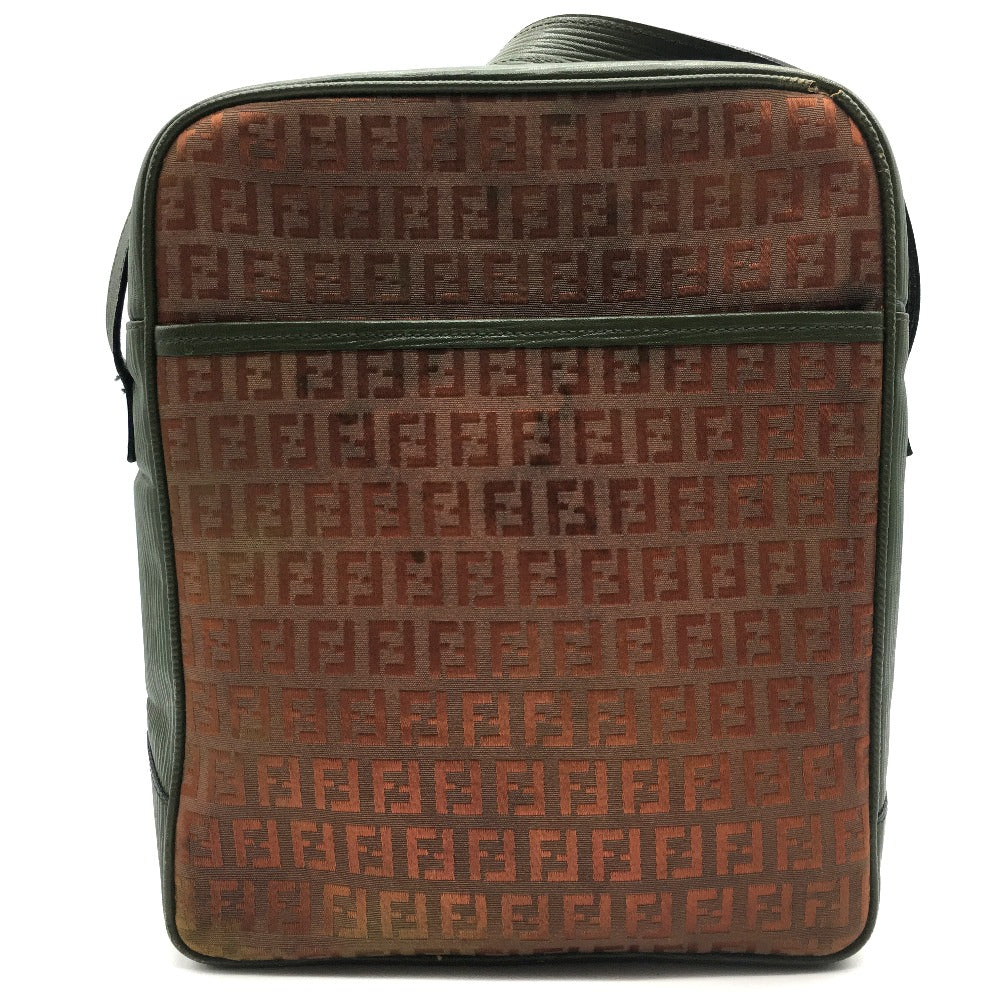 Fendi Shoulder Bag Pvc Khaki Type Zucchino Zuccapattern Logopattern Leather Brown