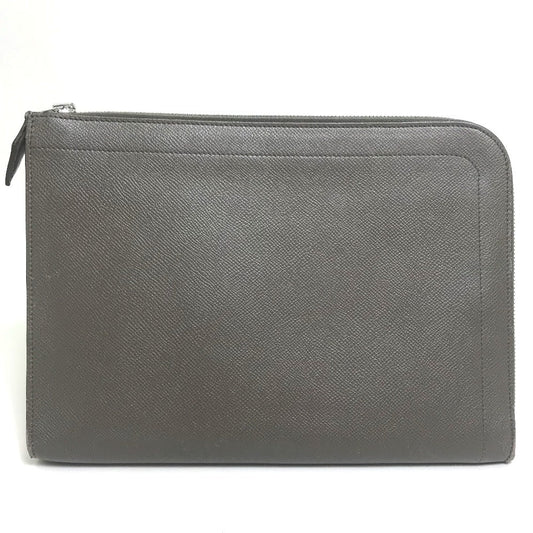 Hermes Clutch Bag Epsom Type Shaped Fastener Computer Gray Zip