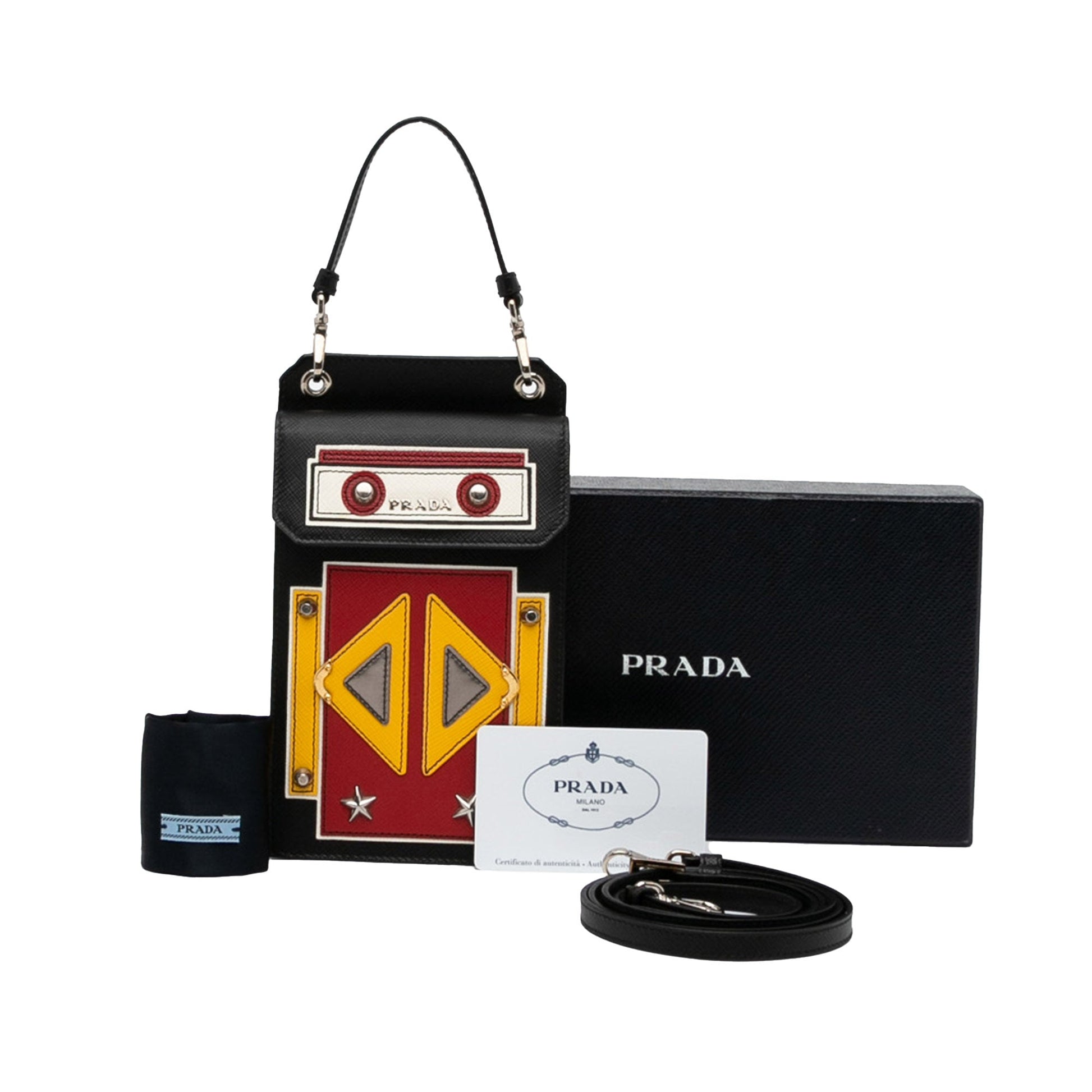 Prada Robot Case Luxury Handbag Saffiano Black Crossbody Bag