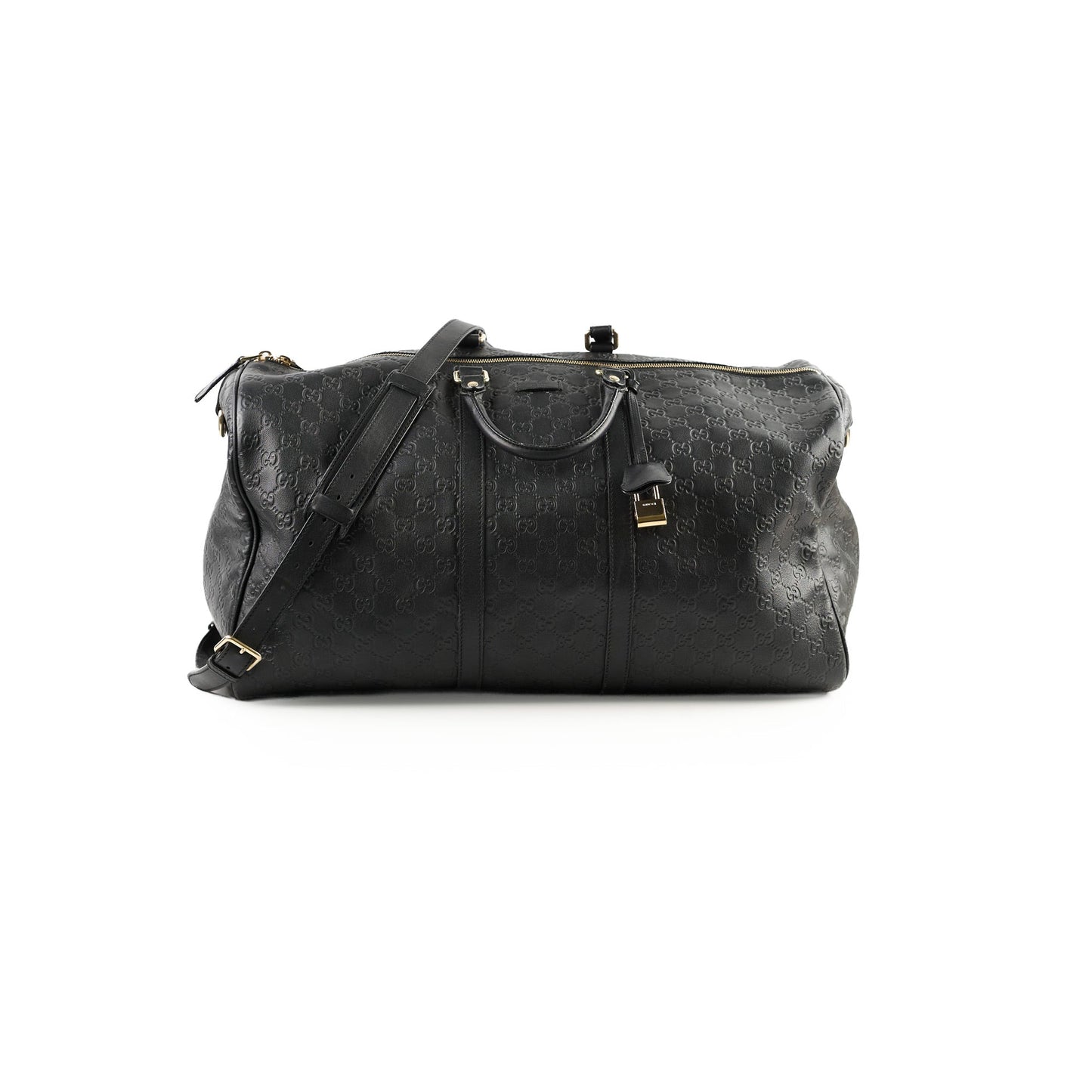 Gucci Duffle Travel Bag Leather Black