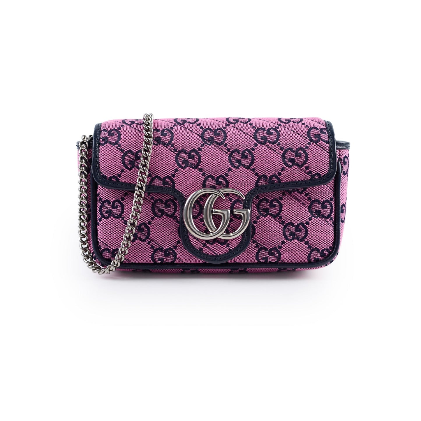 Gucci Supermini Marmont Crossbody Bag Canvas Pink