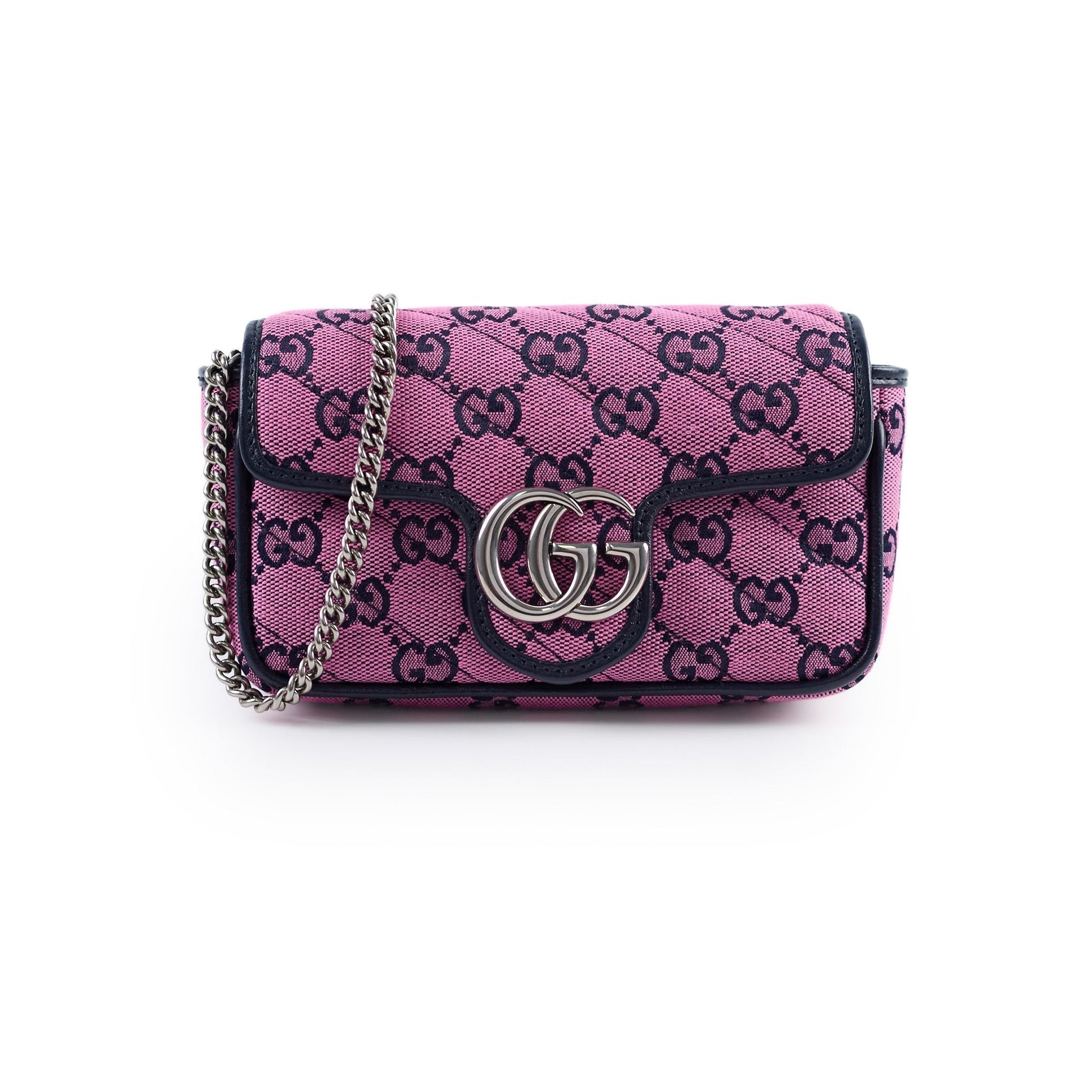 Gucci Supermini Marmont Crossbody Bag Canvas Pink