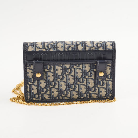 Dior Christian Montaigne Belt Bag With Navy Chain