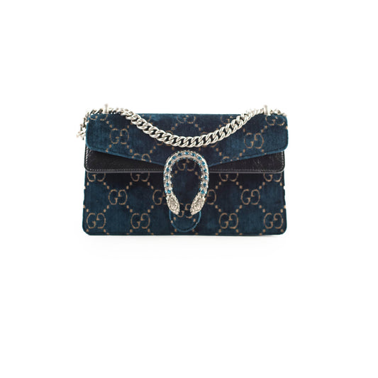 Gucci Dionysus Shoulder Bag Navy Velvet Small Crossbody Bag