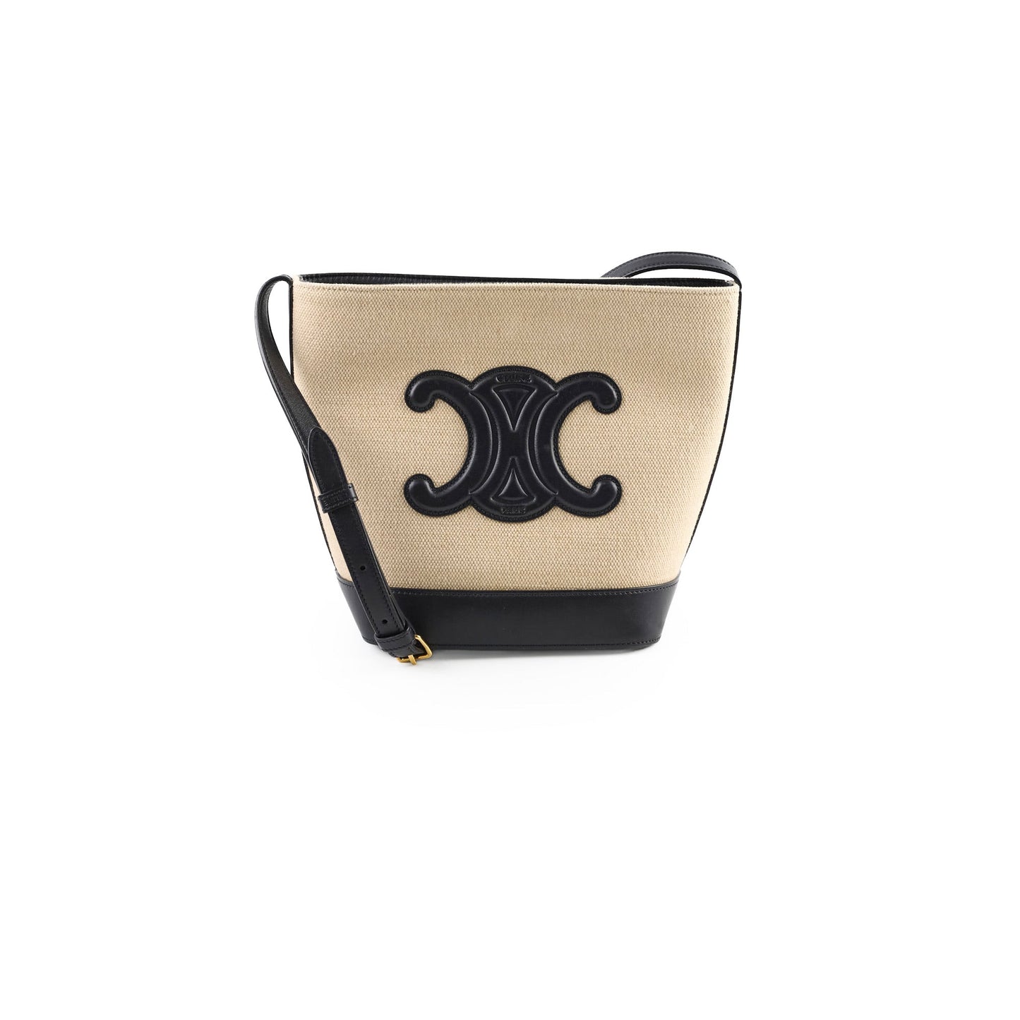 Luxury Triiomphe Calfskin Bucket Bag Canvas Black