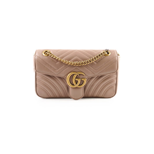 Gucci Marmont Shoulder Bag Dusty Beige Pink Crossbody Bag