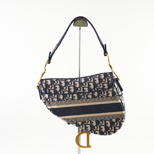 Dior Christian Oblique Saddle Bag Navy Shoulder Bag