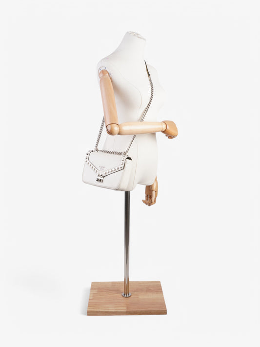 Prada Studded Shoulder Bag Leather White