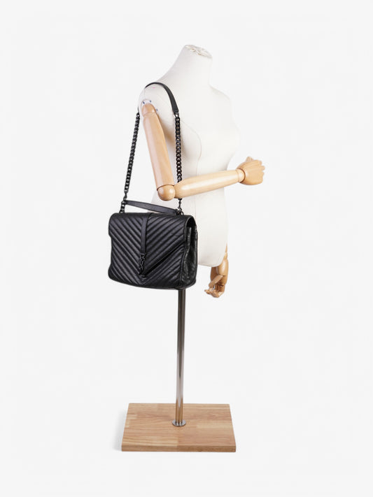 YSL Saint Laurent College Shoulder Bag Leather Lambskin Black