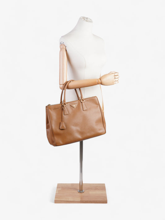 Prada Galleria Double Tote Caramel Leather Saffiano Large Tote Bag