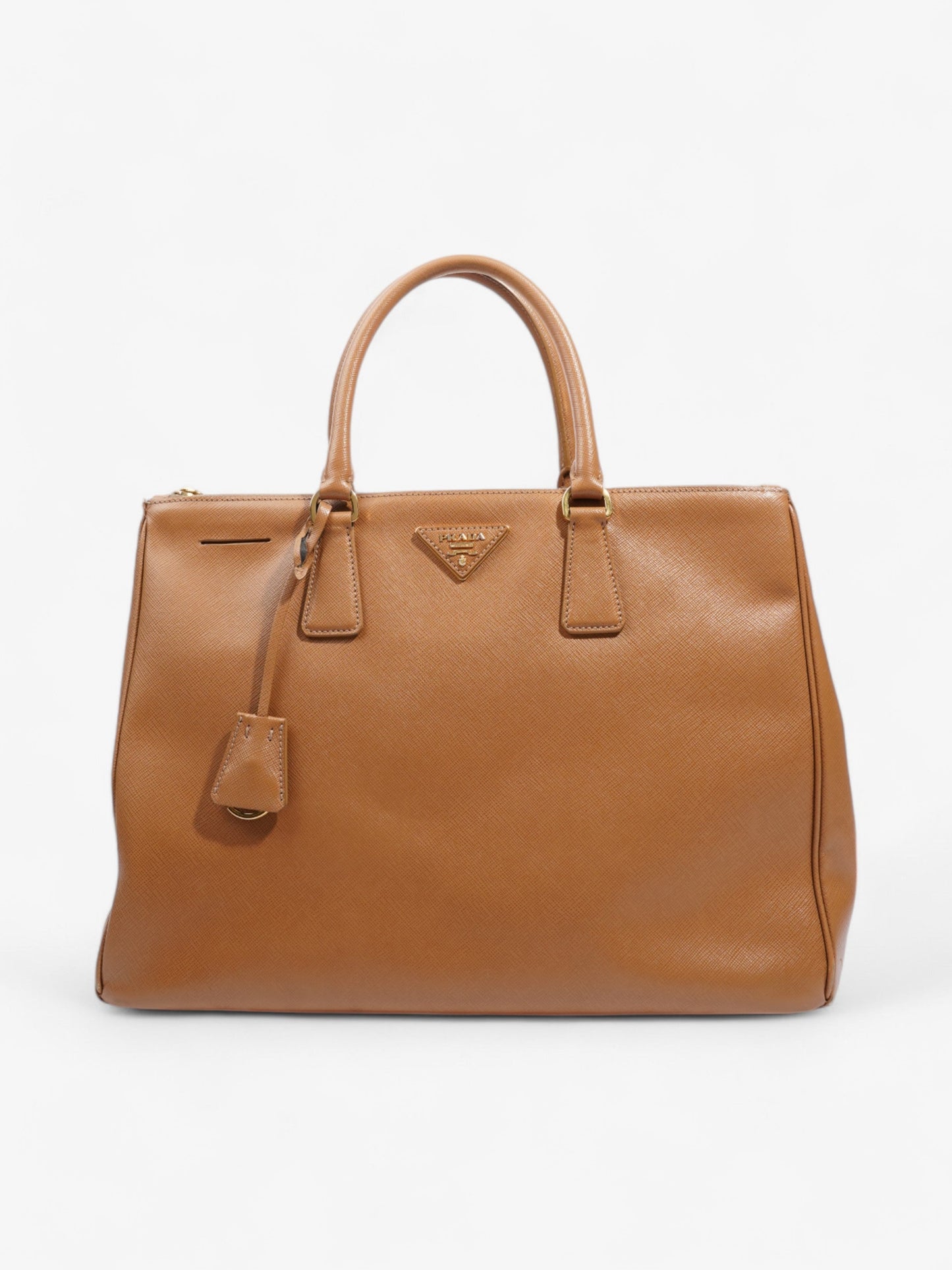 Prada Galleria Double Tote Caramel Leather Saffiano Large Tote Bag