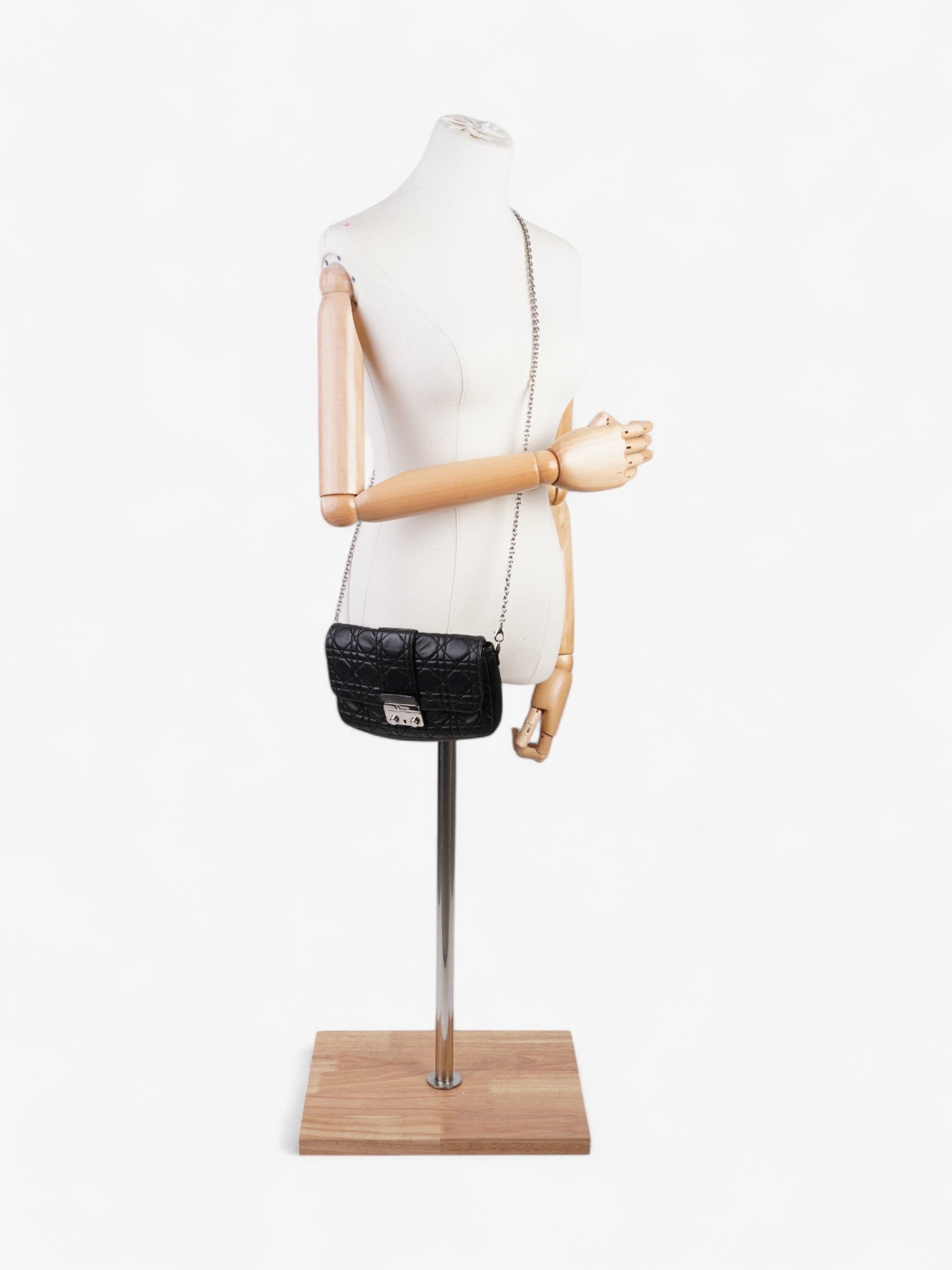 Dior Christian New Lock Crossbody Bag Leather Lambskin Black