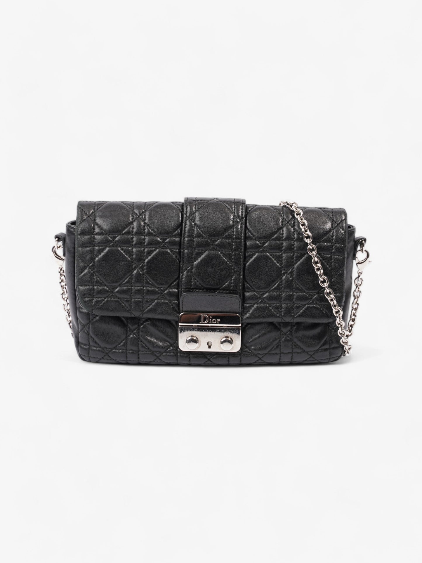 Dior Christian New Lock Crossbody Bag Leather Lambskin Black