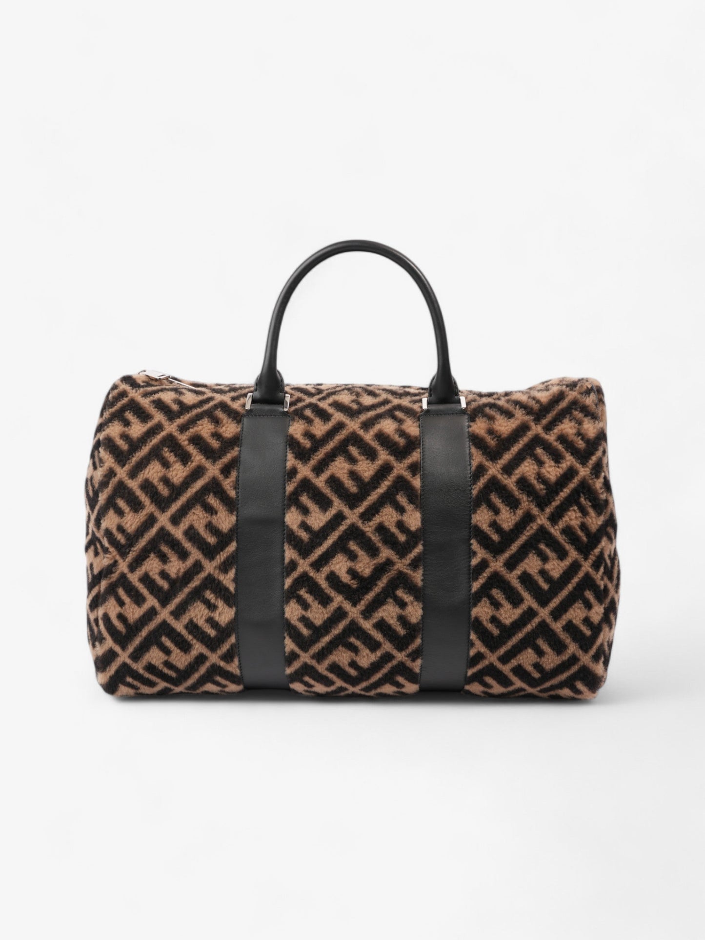 Fendi Forever Duffle Bag Shearling Black Brown Travel Bag