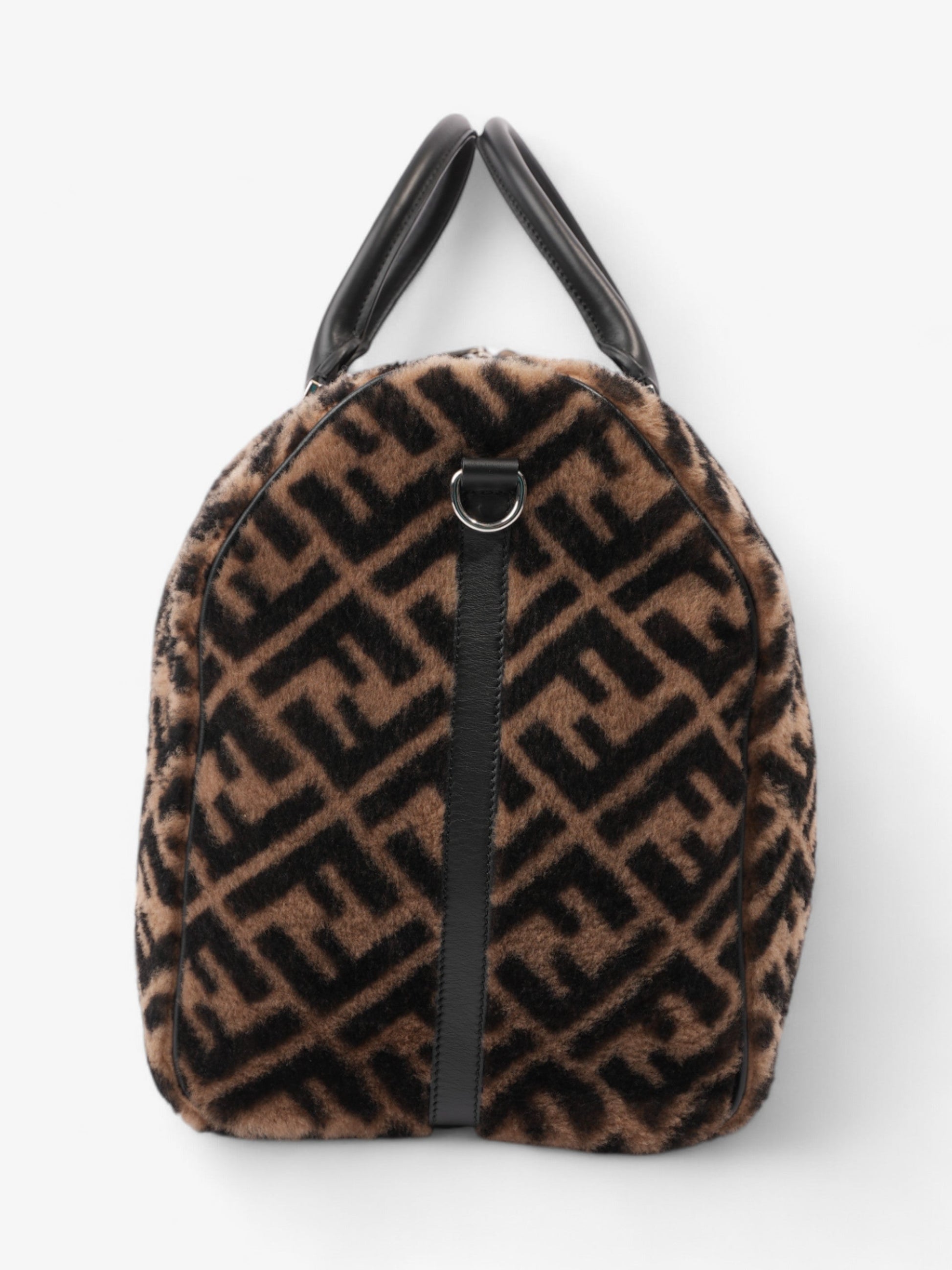 Fendi Forever Duffle Bag Shearling Black Brown Travel Bag