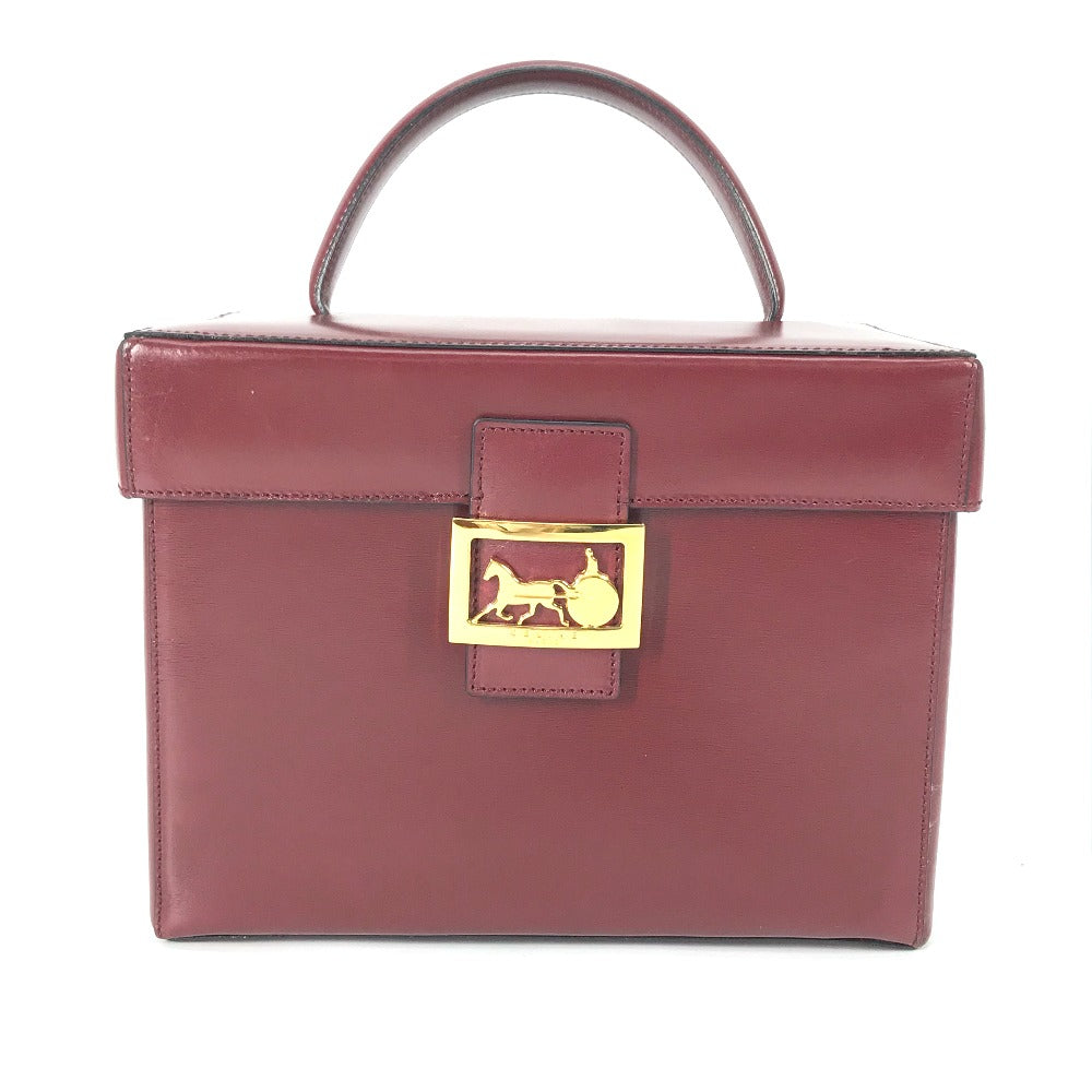 Bordeauxtype Vanity Carriage Metal Women Leather Travel Bag