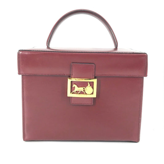 Bordeauxtype Vanity Carriage Metal Women Leather Travel Bag
