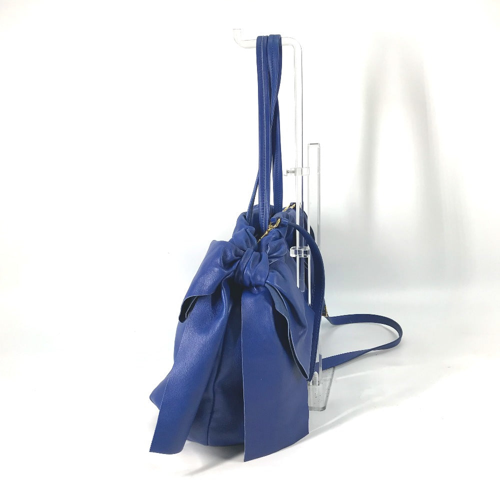 Crossbody Ribbon Women Leather Blue Crossbody Bag