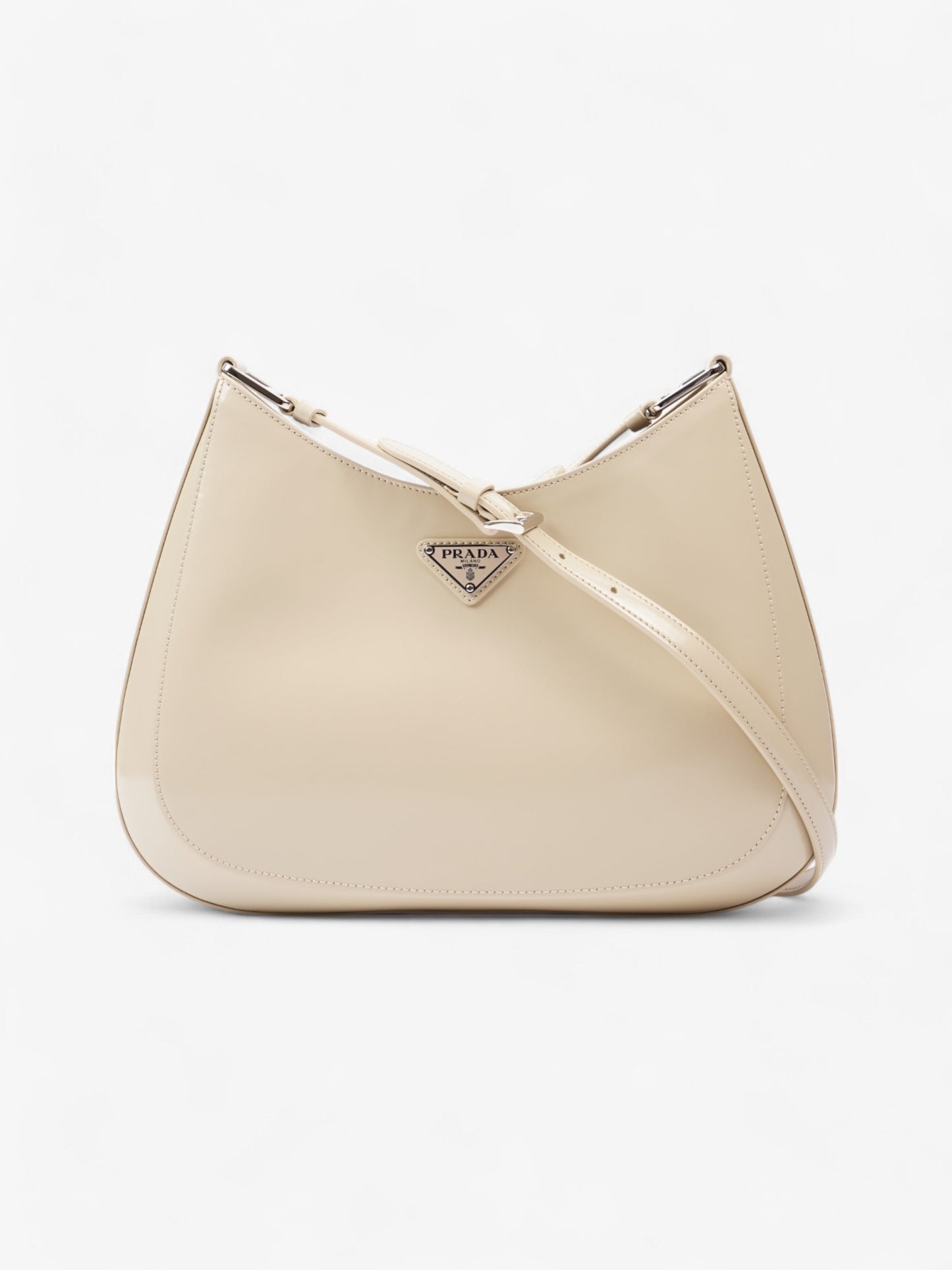 Prada Cleo Crossbody Bag Leather Patent Beige