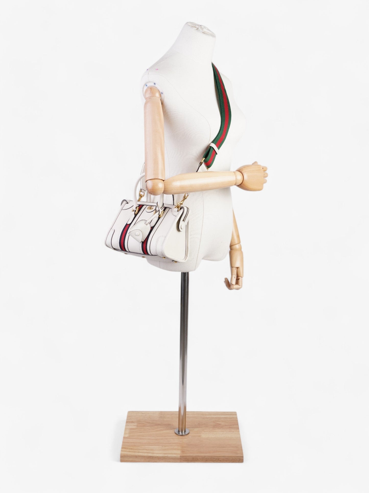 Gucci Bauletto Red Mini Crossbody Bag Leather White