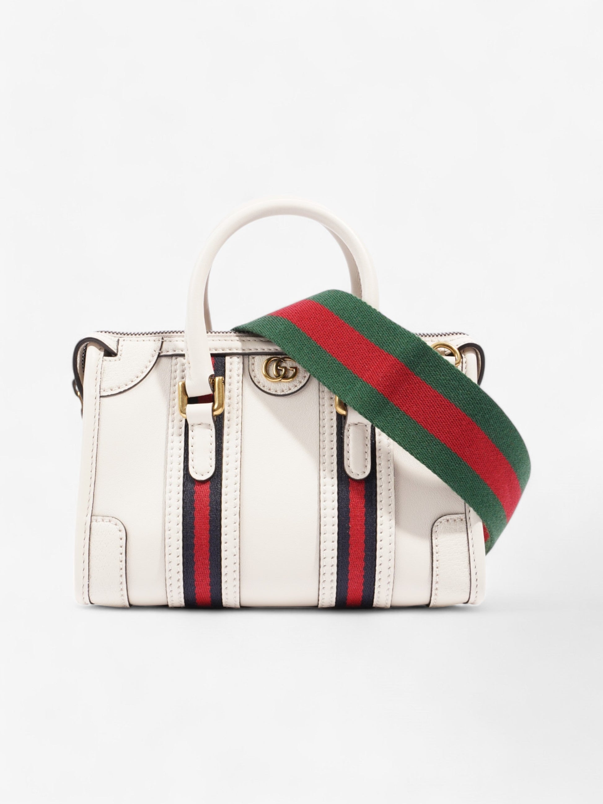 Gucci Bauletto Red Mini Crossbody Bag Leather White
