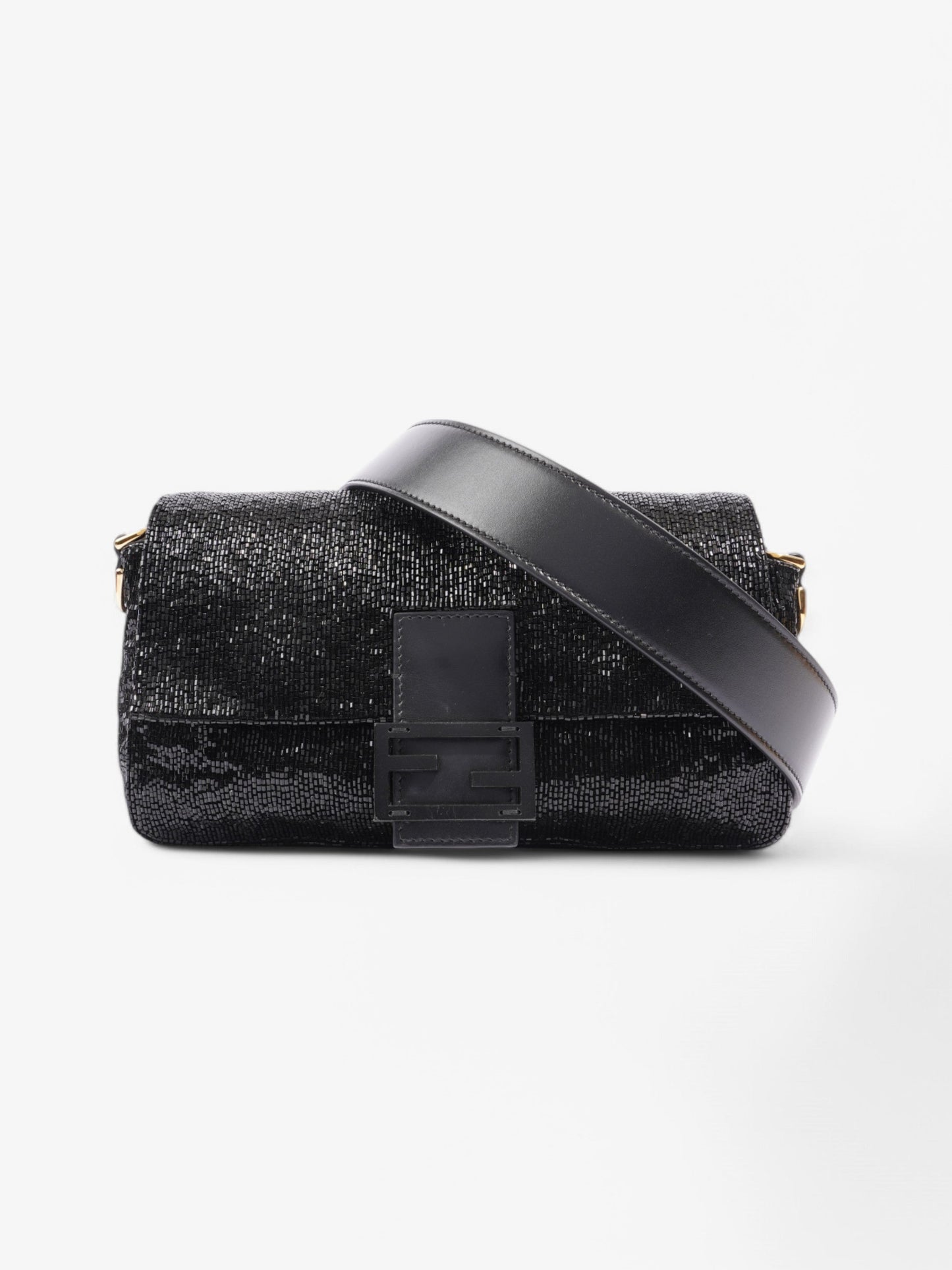 Fendi Beaded Baguette Sequin Crossbody Bag Black Shoulder Bag