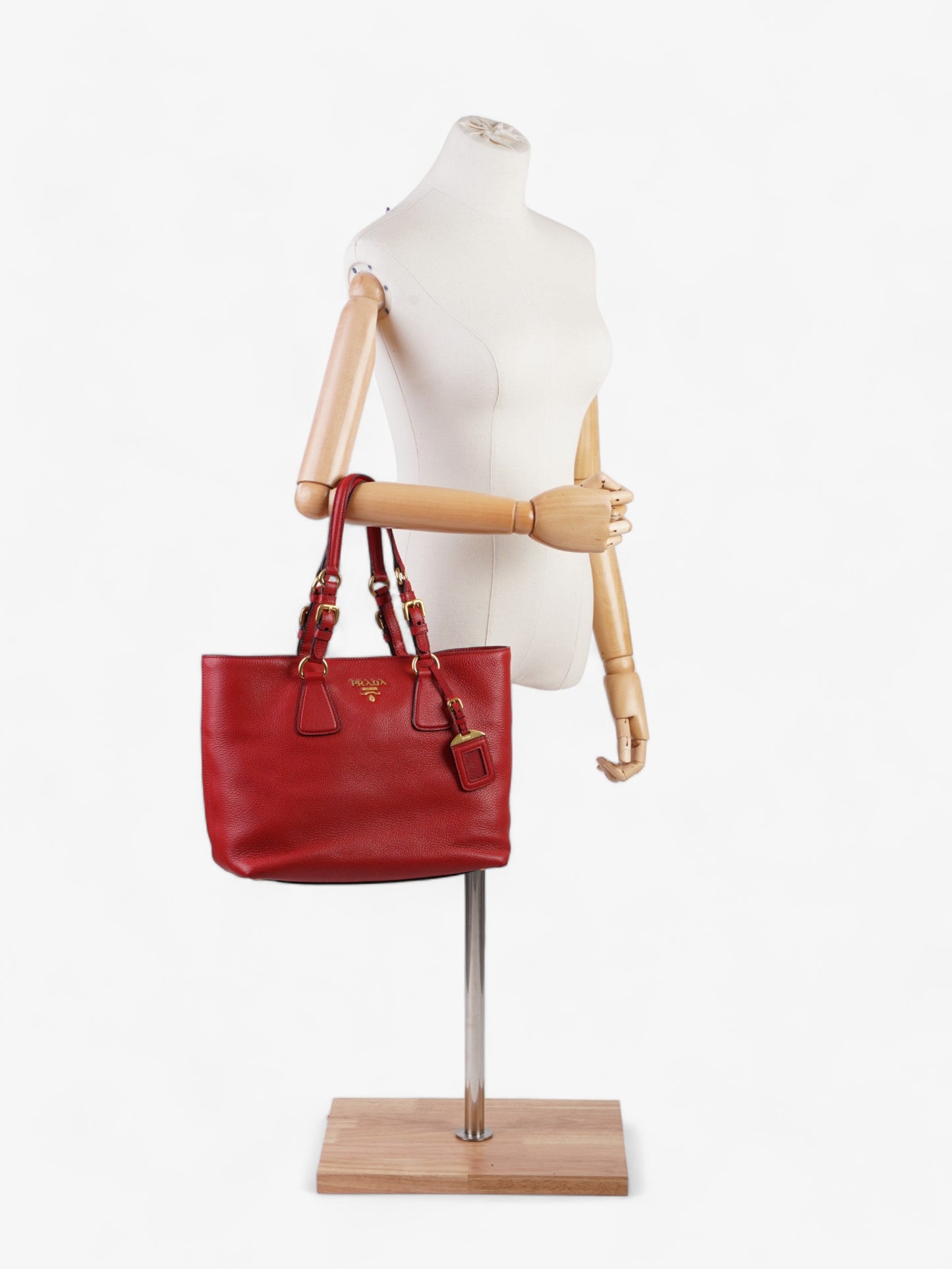 Prada Shopping Tote Leather Red Medium Tote Bag
