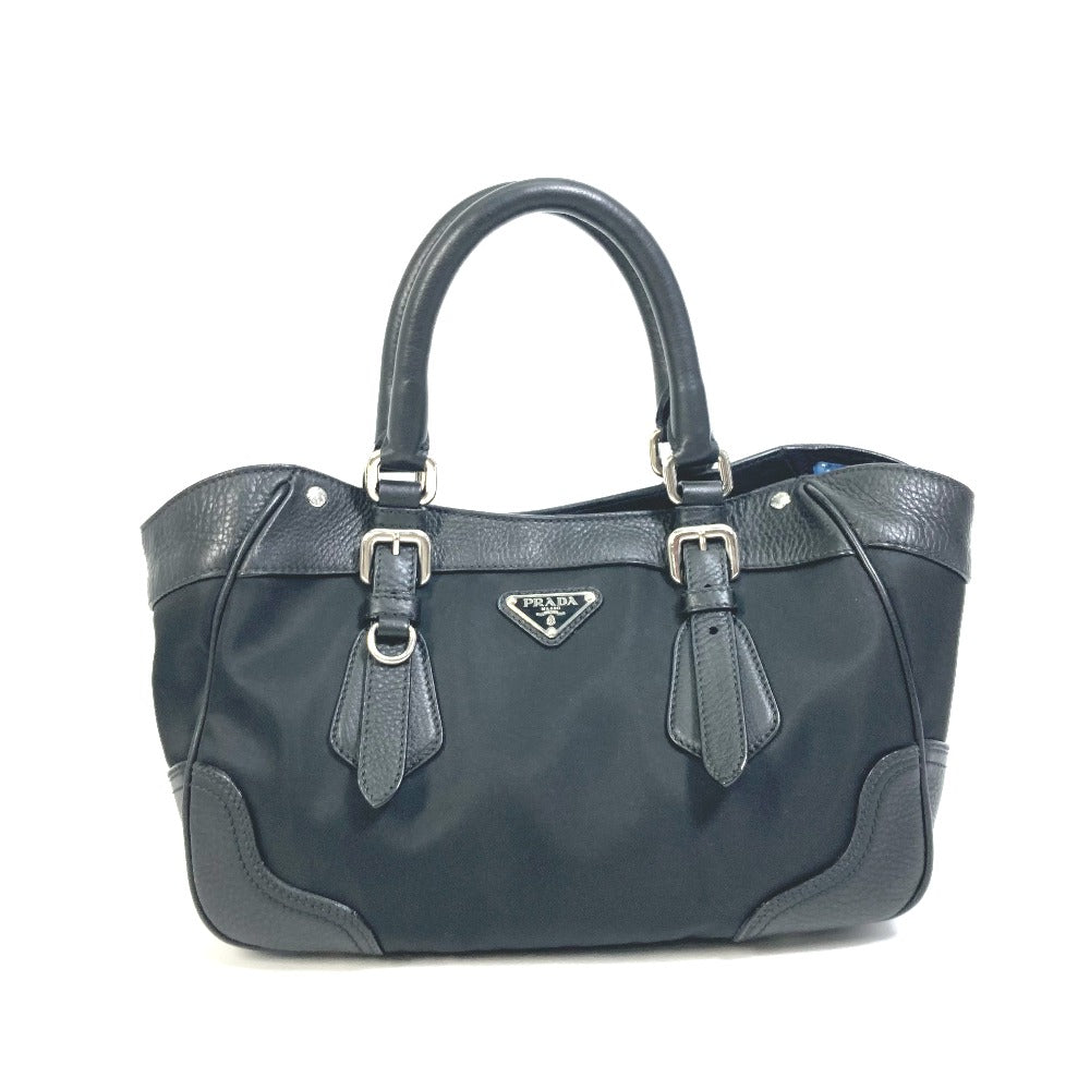 Triangle Logo Tote Bag Women Leather Nylon