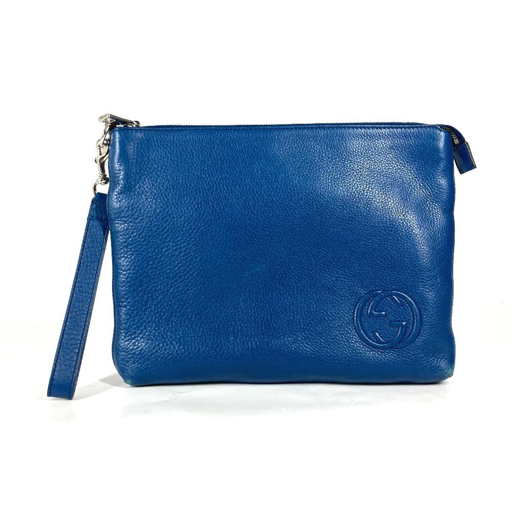 Gucci business GG Interlocking G Leather Blue Handbag