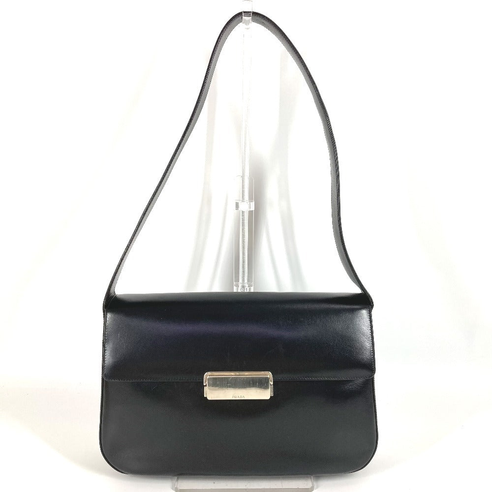 Shoulder Bag Leather Black Black Logo