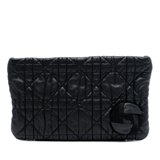Dior Handbag Calfskin Cannage Rose Clutch 2 Black Clutch Bag