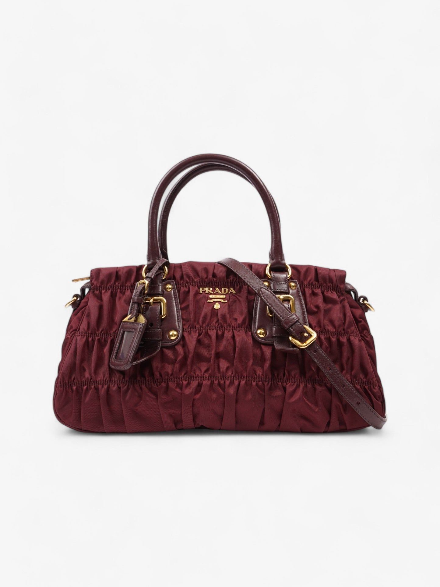 Prada Tessuto Gaufre Dark Handbag Nylon Red Travel Bag
