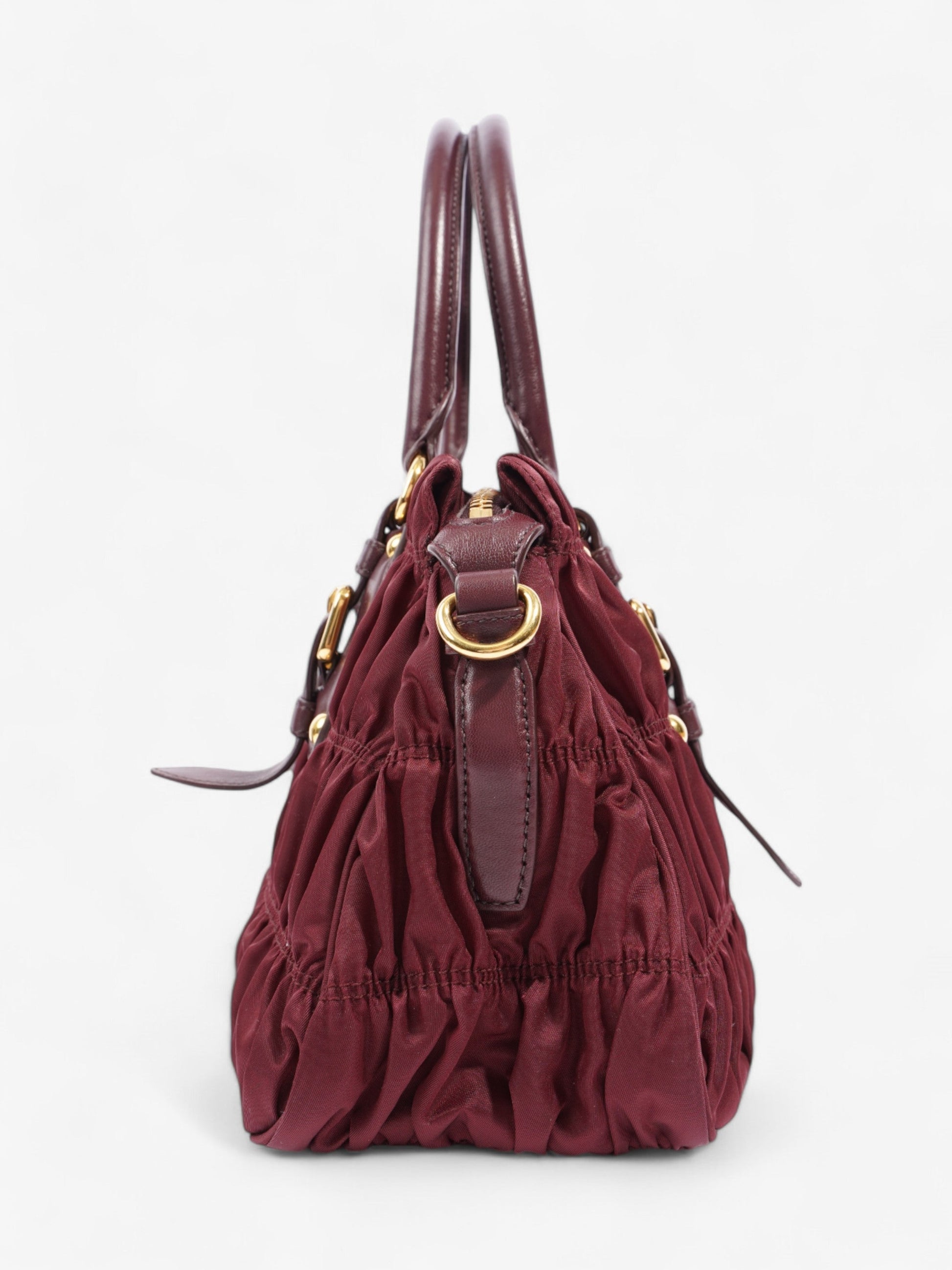 Prada Tessuto Gaufre Dark Handbag Nylon Red Travel Bag
