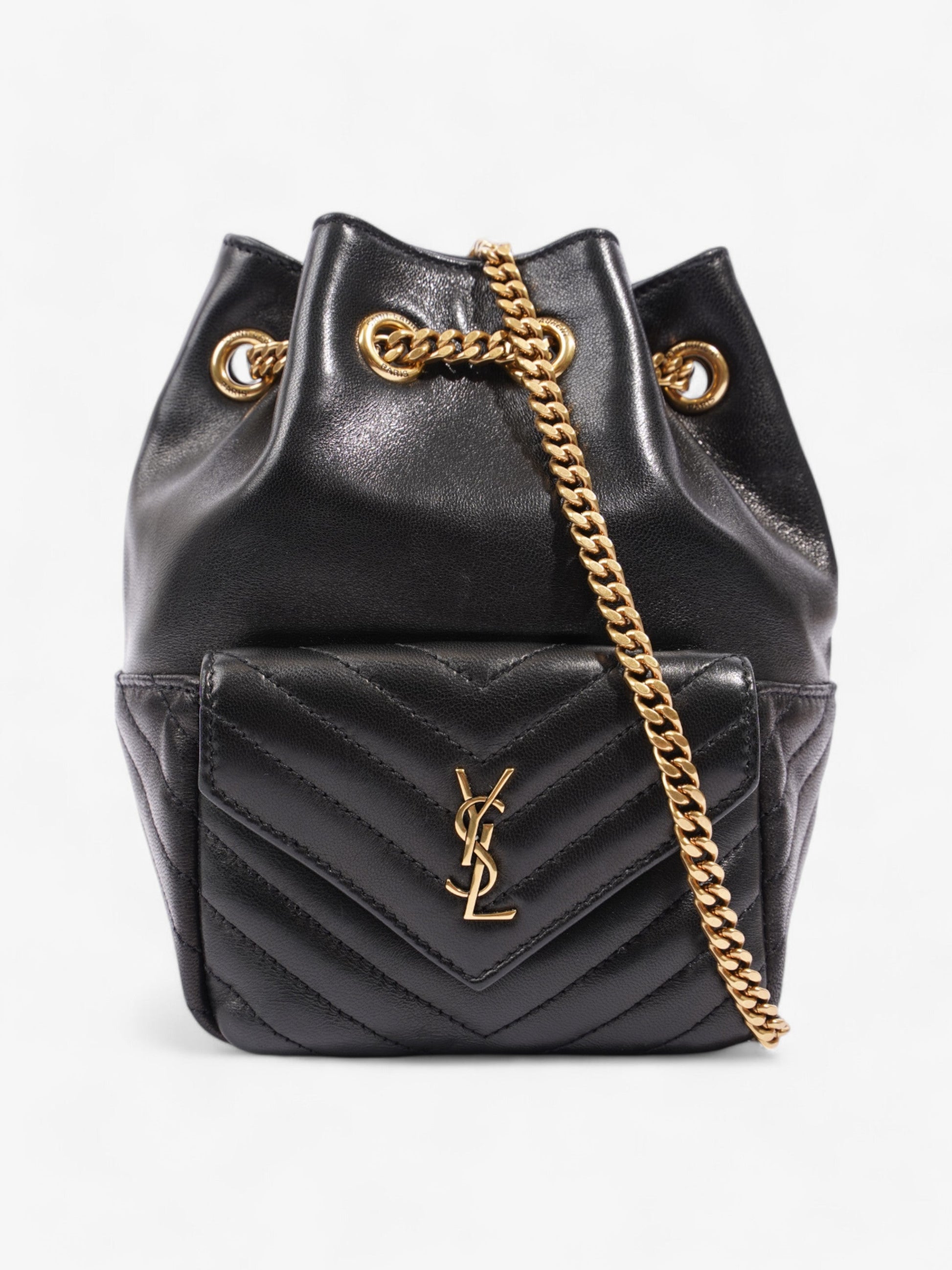 YSL Saint Laurent Bucket Bag Leather Monogram Matelasse Shoulder Bag
